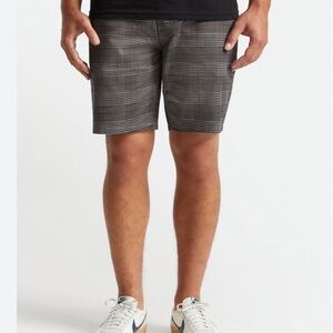 Brixton Mens Plaid Chino Shorts in Gray with Subtle Brown Check